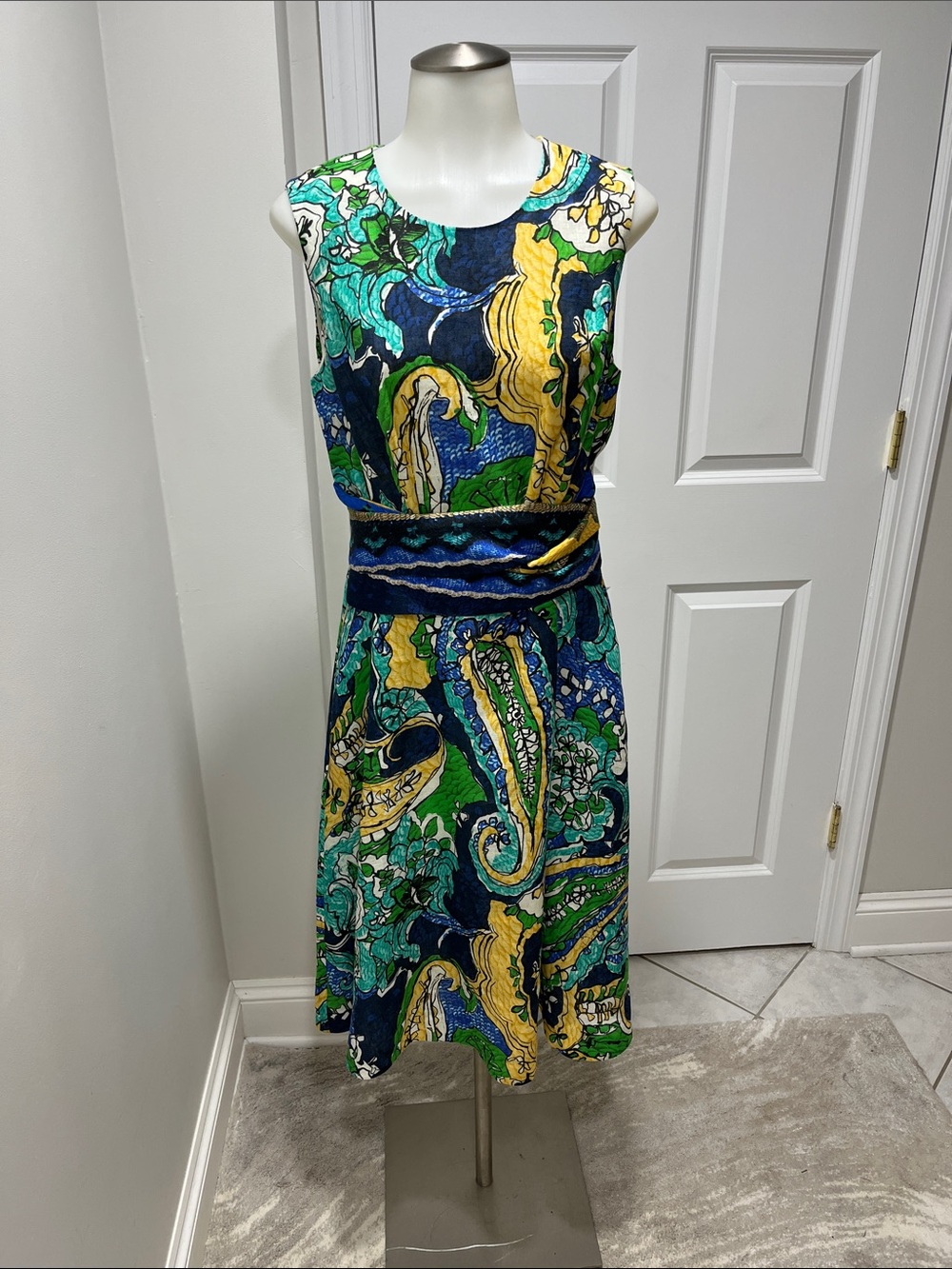 Kobi Halperin dress. Colorful soft summer linen. Sz M-Unique, edgy and feminine.